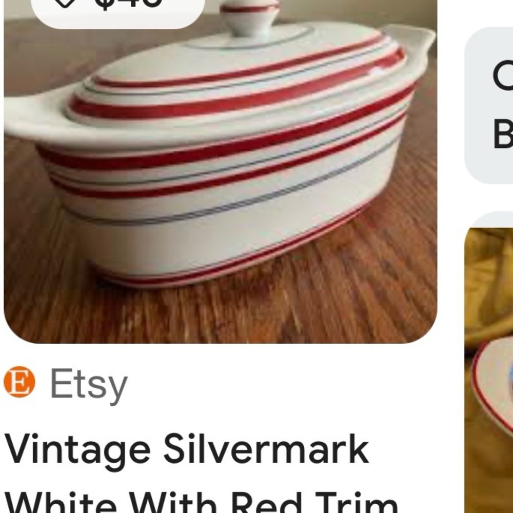 White Casserole Dish with Red Trim